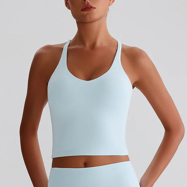 JIA Fitness Tank Top with Hollow Cross Back slim fit yoga tank top medium support sports bra