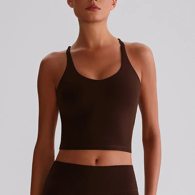 JIA Fitness Tank Top with Hollow Cross Back slim fit yoga tank top medium support sports bras