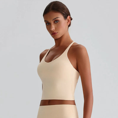 JIA Fitness Tank Tops with Hollow Cross Back slim fit tank top medium support sports bra