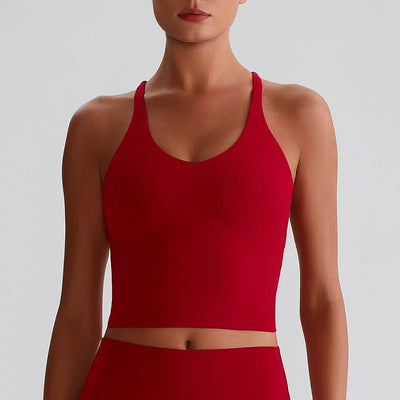 JIA Fitness Tank Tops with Hollow Cross Back slim fit yoga tank top medium support sports bra