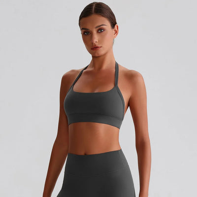 JIA Halter Sports Bra Medium Support fitness padded bra 