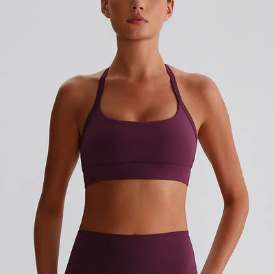 JIA Halter Sports Bra Medium Support workout bra with Removable Cups