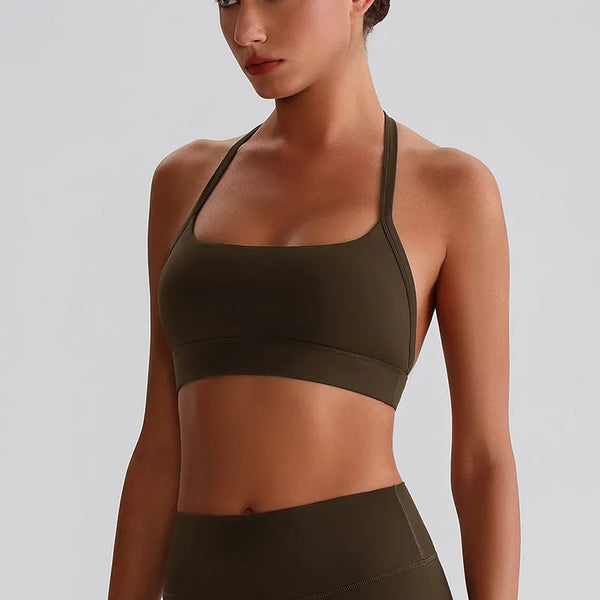 JIA Halter Sports Bra Medium Support workout bra with Removable Pad