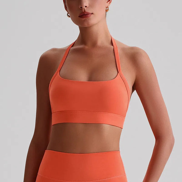 JIA Halter Sports Bra Medium Support workout bra with Removable Pads