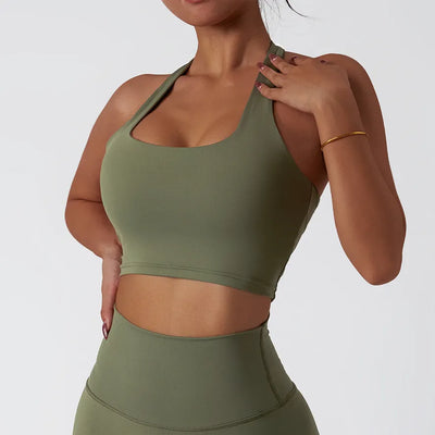 JIA Halter Sports Tank Tops with Pads 