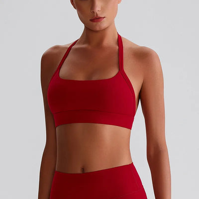 JIA Halter Top Sports Bra Medium Support-red