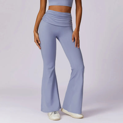 JIA High Folded Waist Wide Leg Yoga Pants