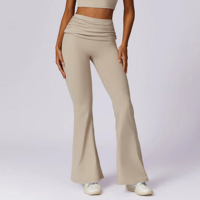 JIA High Folded Waist Wide Leg Yoga Pants