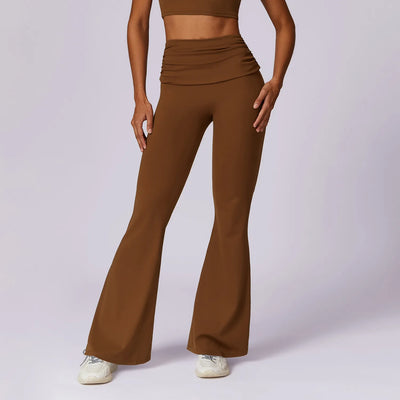 JIA High Folded Waist Wide Leg Yoga Pants
