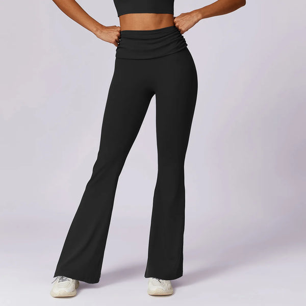 JIA High Folded Waist Wide Leg Yoga Pants