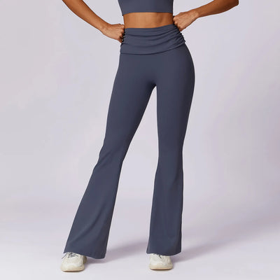 JIA High Folded Waist Wide Leg Yoga Pants