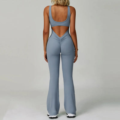 JIA Hollow Back Booty Lifting Jumpsuit for Fitness 