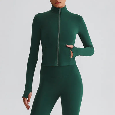 JIA Lightweight Exercise Jackets with Thumb Holes-green