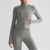 JIA Lightweight Exercise Jackets with Thumb Holes-grey