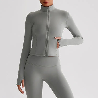 JIA Lightweight Exercise Jackets with Thumb Holes-grey