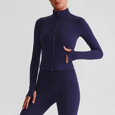 JIA Lightweight Exercise Jackets with Thumb Holes-sapphire