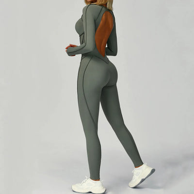 JIA One Piece Workout Bodysuit with Long Sleeve