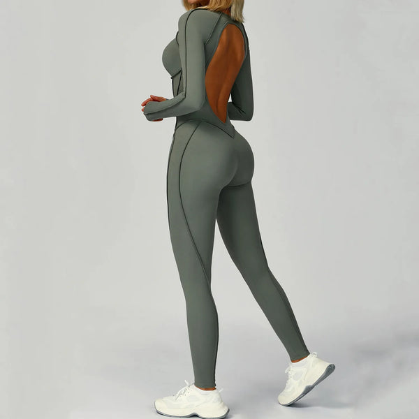 JIA One Piece Workout Bodysuit with Long Sleeve