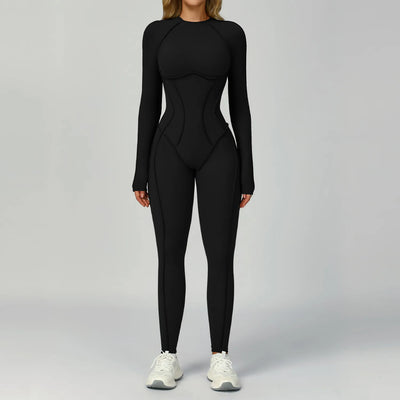 JIA One Piece Workout Bodysuit with Long Sleeve
