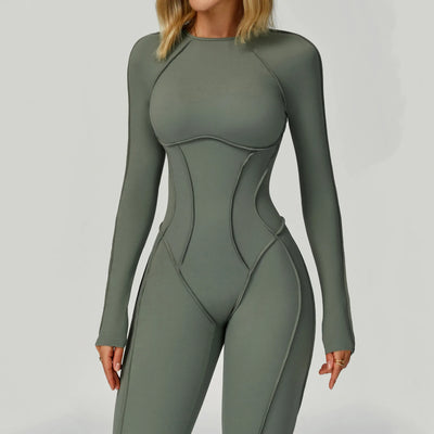 JIA One Piece Workout Bodysuit with Long Sleeve