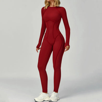 JIA One Piece Workout Bodysuit with Long Sleeve