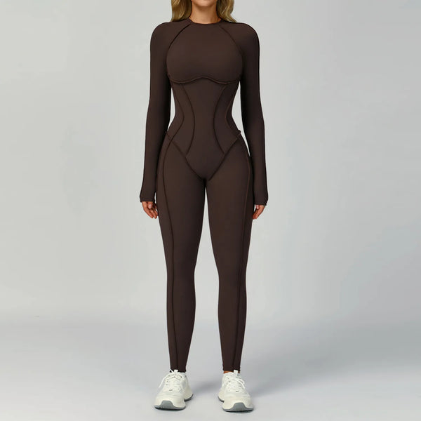 JIA One Piece Workout Bodysuit with Long Sleeve