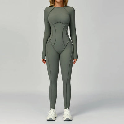 JIA One Piece Workout Bodysuit with Long Sleeve