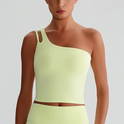 JIA One Shoulder Sports Bra Yoga Crop Tank Top for women