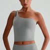 JIA One Shoulder Sports Bra Yoga Cropped Tank Top for women