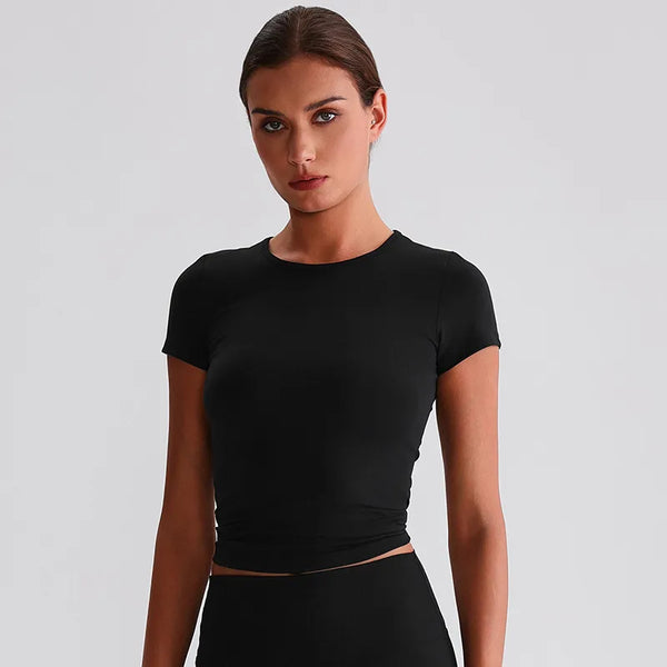 JIA Recycled Basic Shirts Short Sleeve Yoga Top​-r