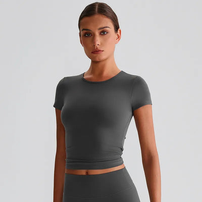 JIA Recycled Basic T Shirts Slim Fit Short Sleeve Yoga Top​ for Women