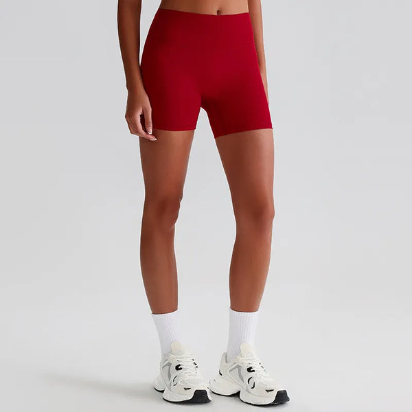 JIA Recycled Brushed Butt Lifting Workout Gym Shorts-red