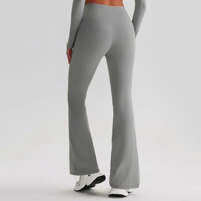 JIA Recycled Crossover Waist Yoga Flared Pants-back
