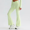 JIA Recycled Crossover Waist Yoga Flared Pants-creamy mint