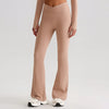 JIA Recycled Crossover Waist Yoga Flared Pants-gravel
