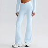 JIA Recycled Crossover Waist Yoga Flared Pants-light blue