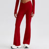JIA Recycled Crossover Waist Yoga Flared Pants-red