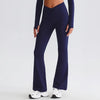 JIA Recycled Crossover Waist Yoga Flared Pants-sapphire