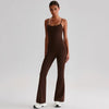 JIA Recycled Fitness Jumpsuit with Adjustable Straps-brown coffee