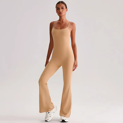 JIA Recycled Fitness Jumpsuit with Adjustable Straps-gravel