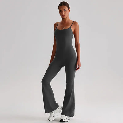 JIA Recycled Fitness Jumpsuit with Adjustable Straps-iron grey