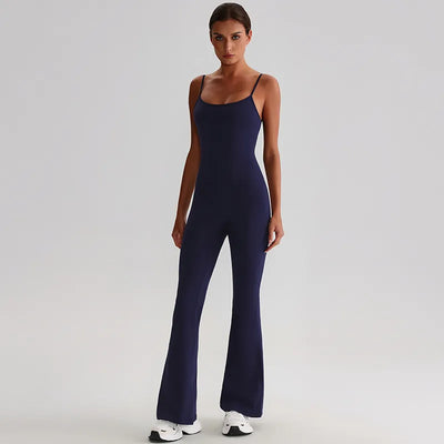 JIA Recycled Fitness Jumpsuit with Adjustable Straps-sapphire
