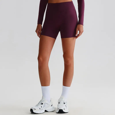 JIA Recycled High Waist Brushed Athletic Gym Shorts for Women-purple