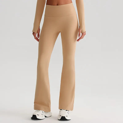 JIA Recycled High Waist Butt Lifting Flare Yoga Pants-butter