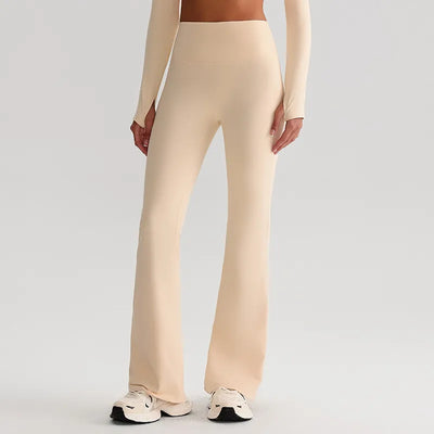JIA Recycled High Waist Butt Lifting Flare Yoga Pants-oatmeal