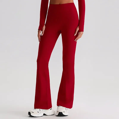 JIA Recycled High Waist Butt Lifting Flare Yoga Pants-red