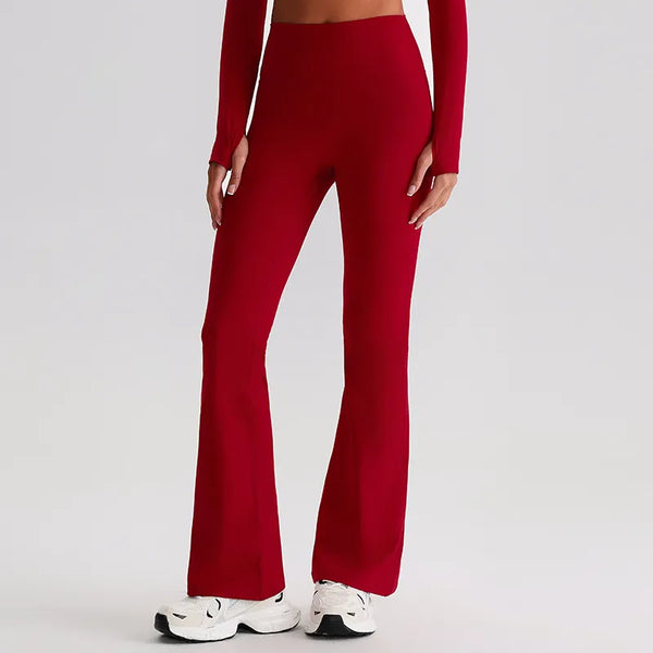 JIA Recycled High Waist Butt Lifting Flare Yoga Pants-red