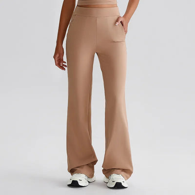 JIA Recycled High Waist Flare Pants with Pockets for fitness yoga