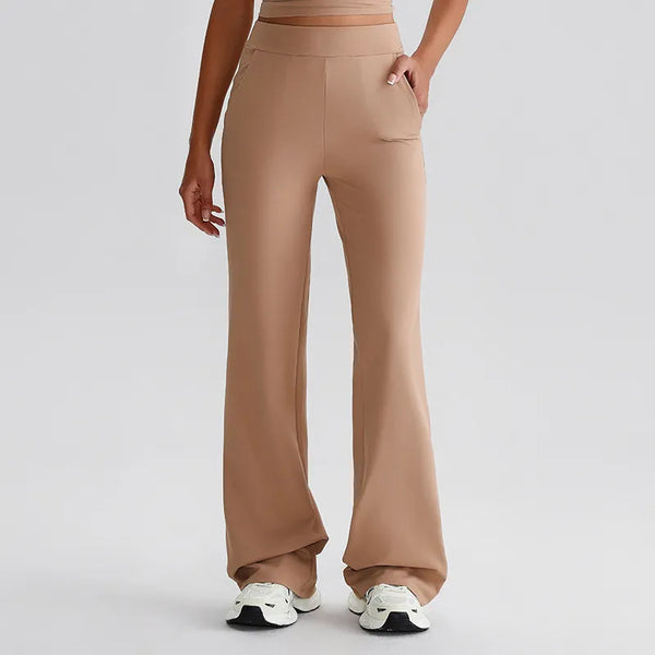 JIA Recycled High Waist Flare Pants with Pockets for fitness yoga