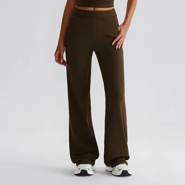 JIA Recycled High Waist Flare Pants with Pockets for women
